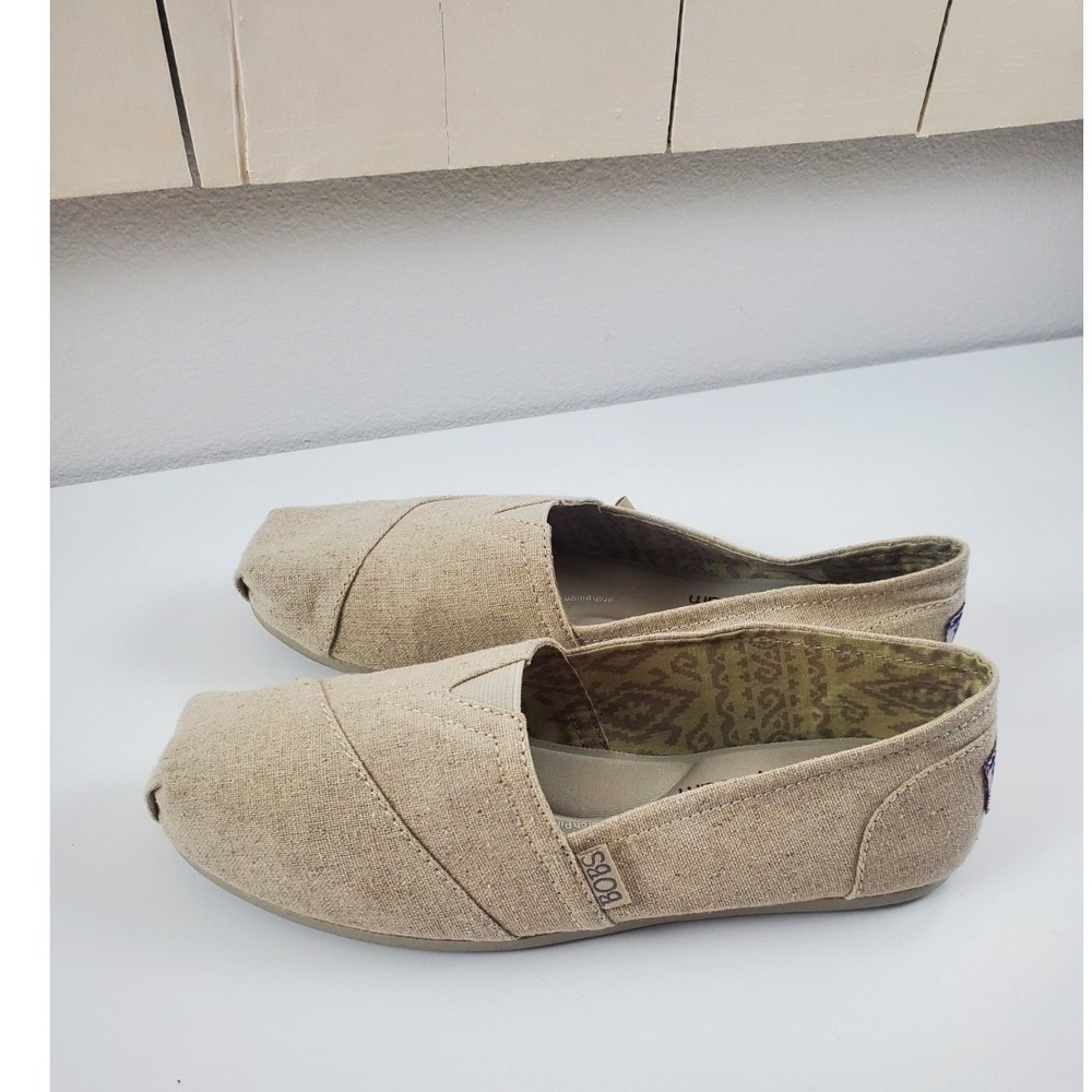 BOBS from Skechers World Dreamer Oatmeal Beige Linen‎ Slip On Flats Womens 7